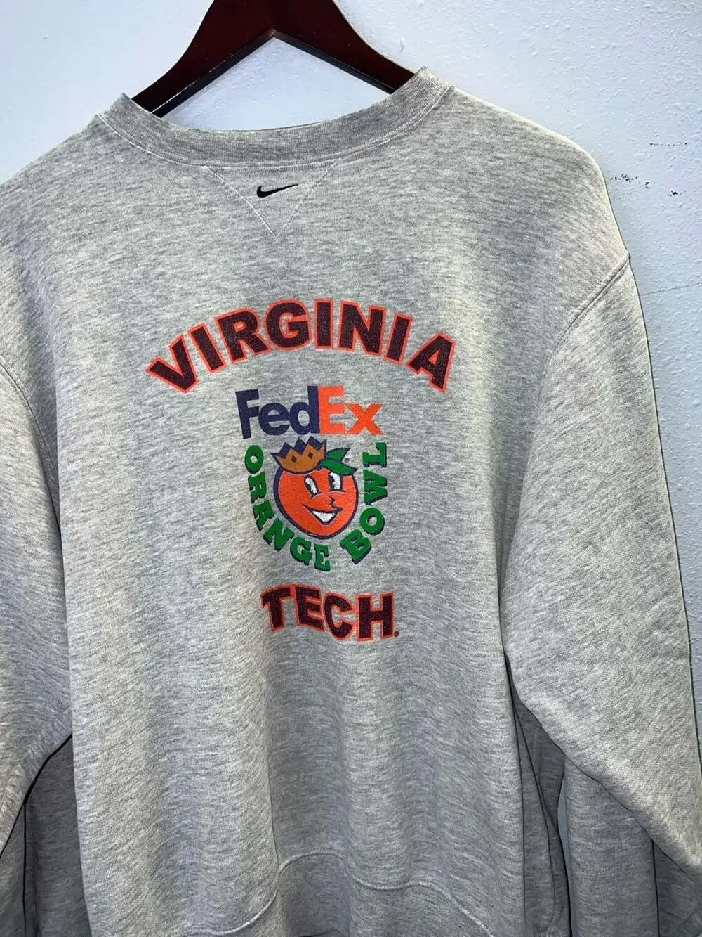 Vintage Nike Virginia Tech Orange Bowl Gray Crewneck Sweatshirt Small 0209